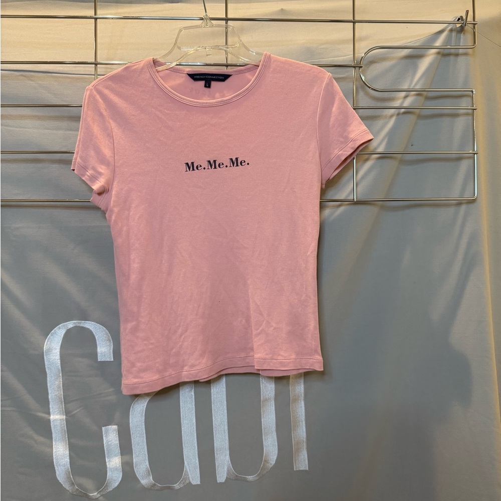 French Connection UK, Me Me Me Pink Tee; Juniors Large; FCUK; Kitchy/ Women S